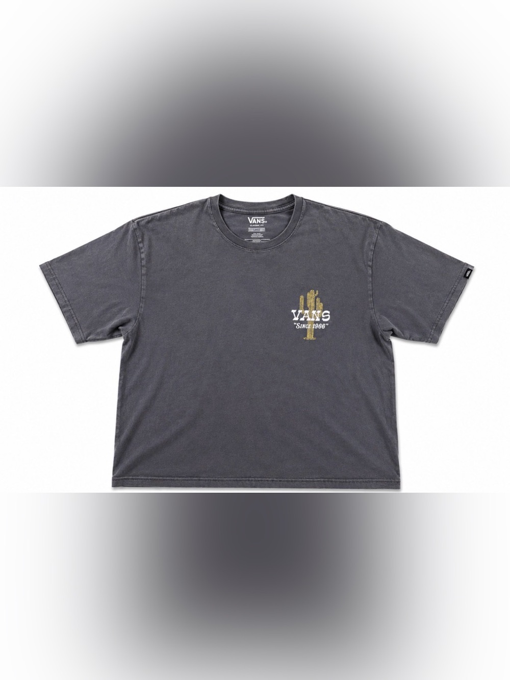 Vans Men's Charcoal Short Sleeve Tee with Gold Cactus Logo